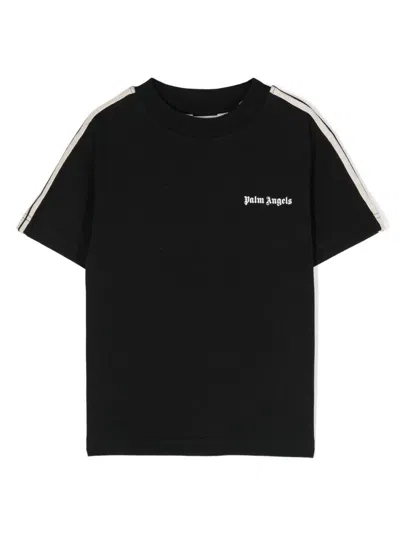 Palm Angels Kids' Logo Track Regular T-shirt In Black