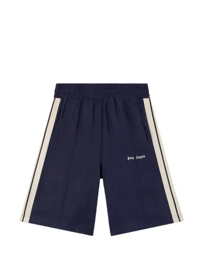 Palm Angels Track Classic Logo Shorts Black Off White In Blue