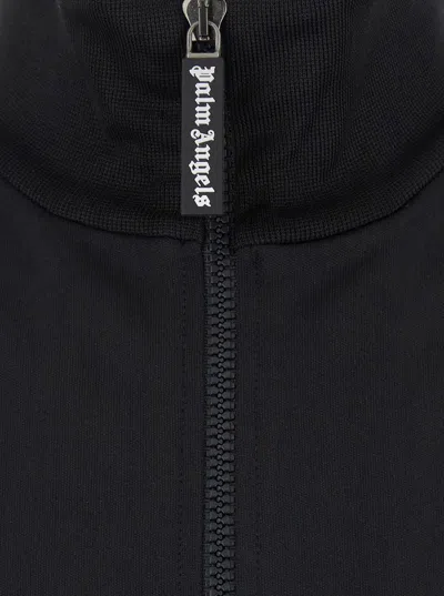 PALM ANGELS BLACK SWEATSHIRT WITH LETTERING LOGO PRINTED ON THE BACK