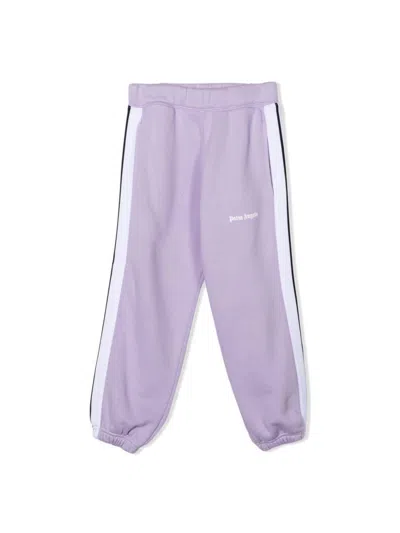 Palm Angels Kids' Contrast Logo-print Track Pants In Lilac