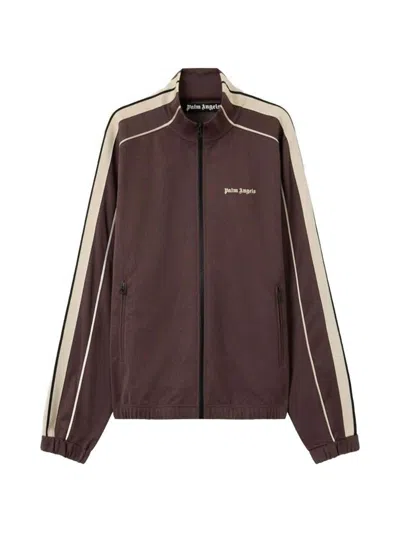 Palm Angels Logo Track Top In Brown
