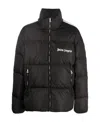 Palm Angels Black Hooded Track Down Jacket In Black