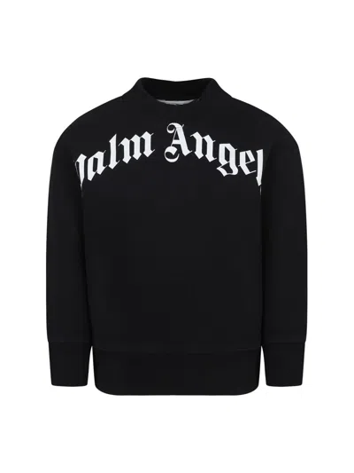 Palm Angels Logo-embroidered Cotton Jersey Sweatshirt In Black
