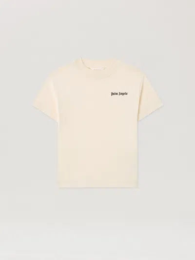 Palm Angels Kids' Logo. T-shirt In Neutral