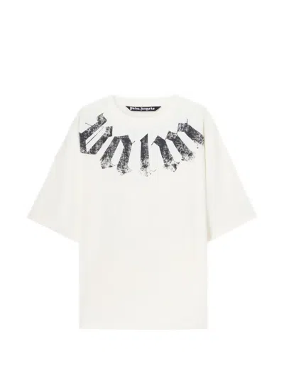 Palm Angels Large Neck Logo Loose Fit T-shirt In White