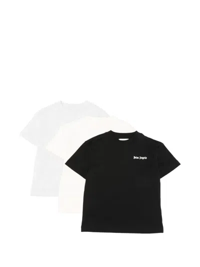 Palm Angels Logo T-shirts (set Of Three) In Black