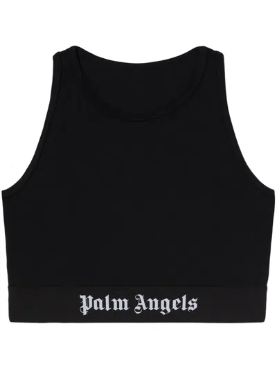 Palm Angels Logo-underband Crew-neck Bra In Black