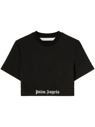 Palm Angels Classic Logo Cropped T-shirt In Black