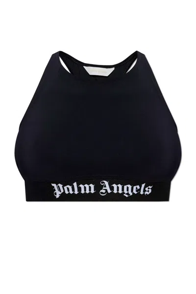 Palm Angels Logo Underband Cropped Top In Black