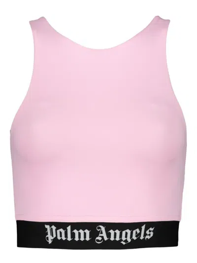 Palm Angels Logo-underband Cropped Top In Pink