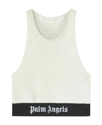 Palm Angels Logo-underband Cropped Top In White