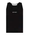 Palm Angels Logo Embroidered Ribbed Tank Top In Black