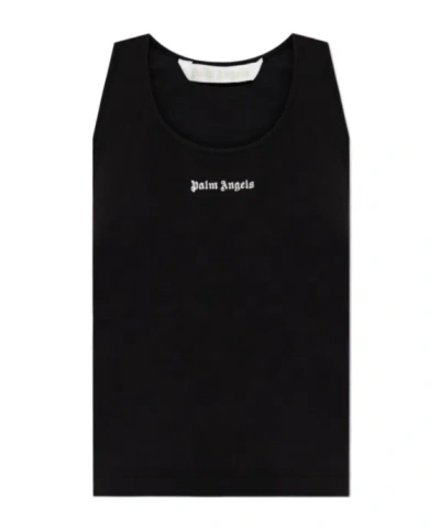 PALM ANGELS PALM ANGELS LOGO EMBROIDERED RIBBED TANK TOP