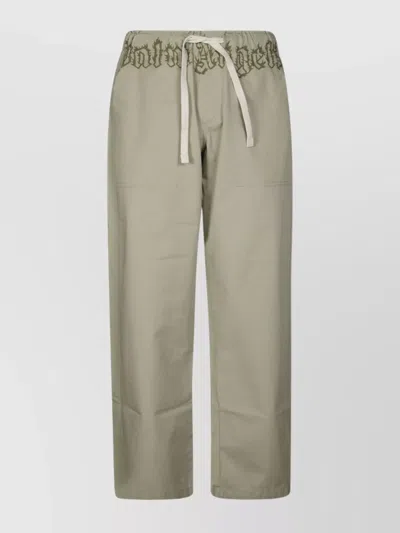 Palm Angels Logo Waist Loose Pants In Green