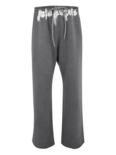Palm Angels Gray Waist Logo Sweatpants In Multi