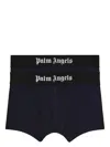Palm Angels Men's Set Of Two Cotton Boxers | Size Small | Pmuh001c99fab0020110 Color Whiteblack In Navy Blue - Black