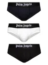 Palm Angels Logo-waistband Briefs (pack Of Three) In Black