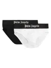Palm Angels Set Of Two Cotton Briefs With Logoed Elastic Band In Black