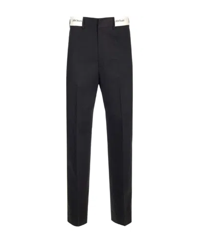 Palm Angels Logo-waistband Chino Trousers In Black
