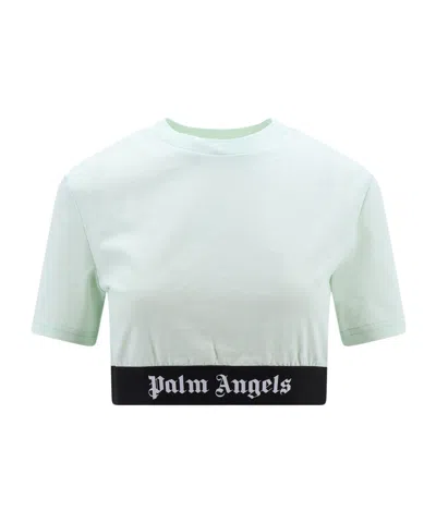 Palm Angels Classic Logo Crop Top In Green