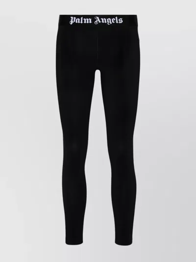 PALM ANGELS LOGO WAISTBAND FITTED SKINNY LEGGINGS