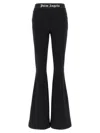 Palm Angels Logo-waistband Flared Leg Pants In Black