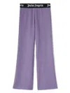 Palm Angels Logo-print Strap Metallic-threading Trousers In Purple