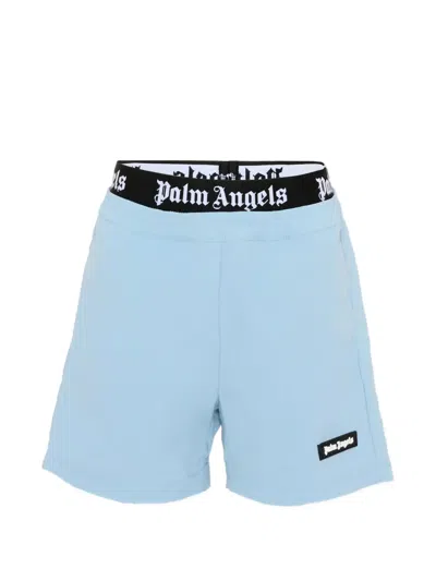 Palm Angels Kids' Logo Waistband Swim Shorts In Blue