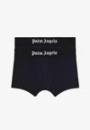 Palm Angels Men's Set Of Two Cotton Boxers | Size Small | Pmuh001c99fab0020110 Color Whiteblack In Navy
