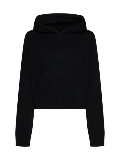 Palm Angels Logo Wool-blend Hoodie In Black White