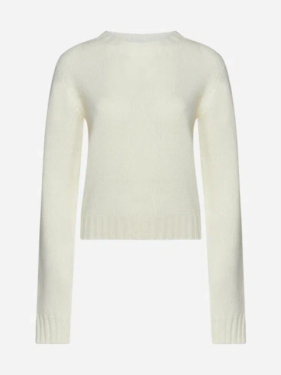 Palm Angels Logo Wool-blend Sweater In White