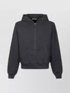 Palm Angels Hooded Sweatshirt With Zip With Logo In Gray