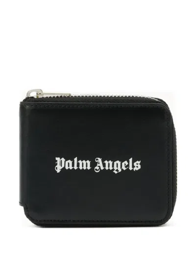 Palm Angels Classic Logo Zip Around Wallet In Black