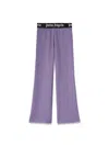Palm Angels High-rise Ribbed-knit Flared Pants In Lilac