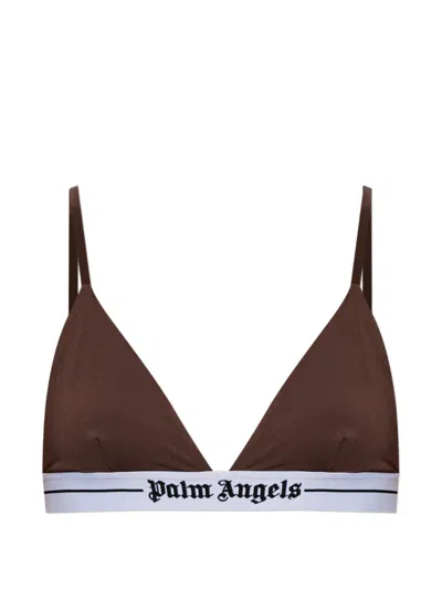Palm Angels Logo-band Triangle-shape Bra In Brown