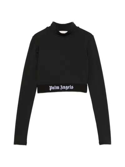 Palm Angels Black Classic Logo Long-sleeved Mockneck T-shirt