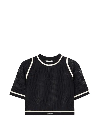 Palm Angels Logo-detail Cropped T-shirt In Black