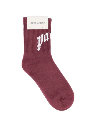 Palm Angels Logo-detail Socks In Red