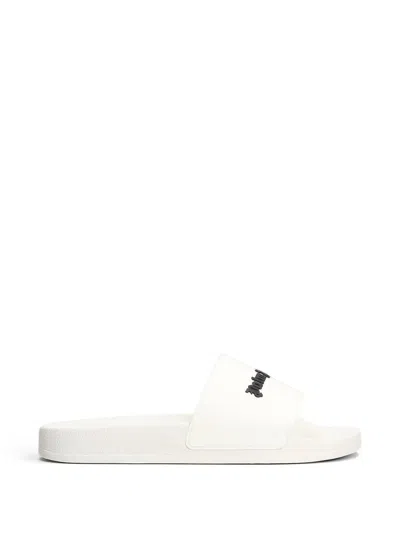 Palm Angels Logo-embellished Slides In White