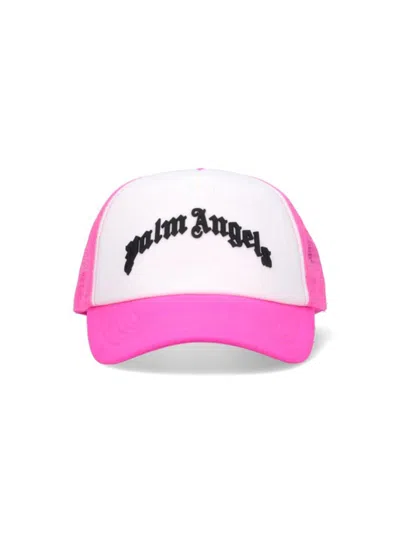 Pre-owned Palm Angels Logoembossed Cap In Fuchsia Pink
