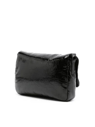 Palm Angels Logo-embossed Leather Shoulder Bag In Black