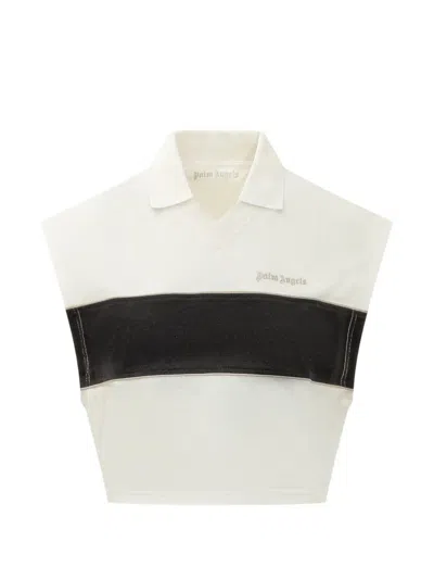 Palm Angels Logo-embroidered Boxy Polo Shirt In White