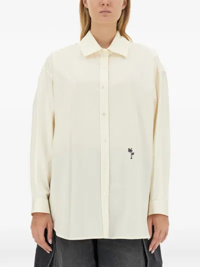 Palm Angels Shirt With Embroidered Logo In Animal Print