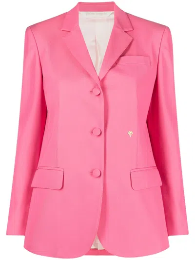 Palm Angels Logo-embroidered Cotton Blazer In Pink