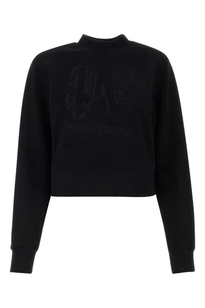 Palm Angels Logo-embroidered Cotton Sweatshirt In Black