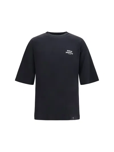 Palm Angels Logo-embroidered Cotton T-shirt In Black
