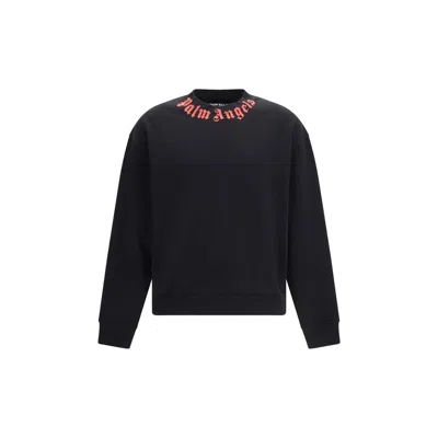 Palm Angels Logo-embroidered Crew Neck Sweatshirt In Black