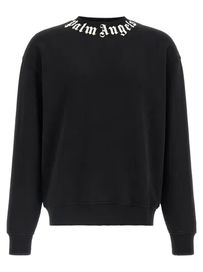 Palm Angels Logo-embroidered Crew Neck Sweatshirt In Black