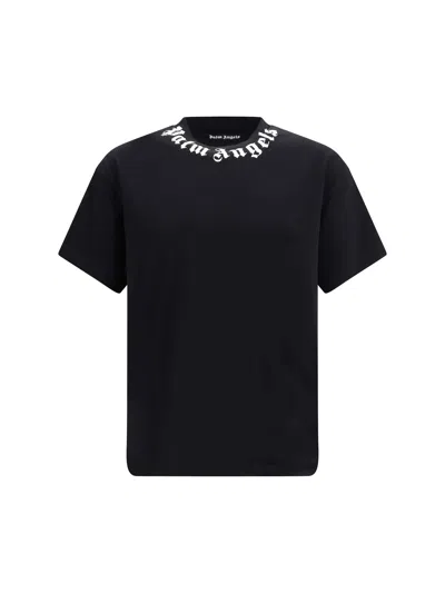 Palm Angels Logo-embroidered Crewneck T-shirt In Black
