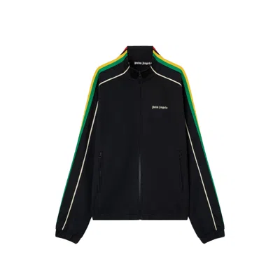 Palm Angels Logo-embroidered Full-zip Sweatshirt In Blue